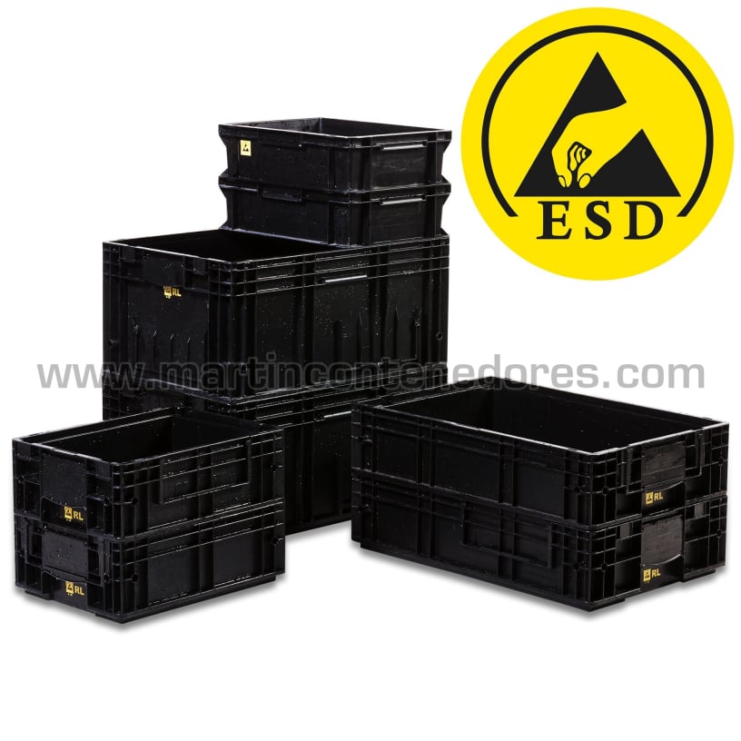 Cajas plásticas fabricado con material conductivo ESD Antiestática